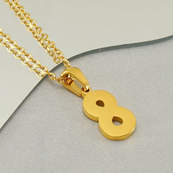 18K Gold Plated Lucky Number Necklace*Angel Number Charm*0123456789 Pendant*ZX - Picture 12 of 15